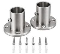25mm Wardrobe Rail Brackets, Stainless Steel Curtain Pole Ends Support Deep Flange Socket, Closet Wardrobe Rod Holder Hooks, Curtain Rail and Fittings for Wardrobes Bedrooms Bathrooms, 2 Pack