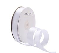 25mm White Satin Ribbon Double Face Solid Satin Ribbon for Gift Wrapping, Wedding, Party Decoration, DIY Hair Accessories, Sewing, Invitation Embellishments (45 Meters)
