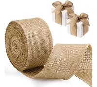 25mm Wired Edge Burlap Ribbon, Hessian Ribbon Jute Ribbon Roll, 10m Ribbon Natural Craft Ribbon for Gift Wrapping Packing, Crafting, Florist, Rustic Wedding & Christmas Decorations