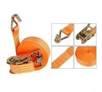 25mm x 10m Ratchet Tie Down Straps with Double J Hooks for Secure | Heavy Duty Lashing Straps for Camping and Transport, Orange, 2 Pack Set, Ratchet Tie Down Strap(2.5cm*10m)