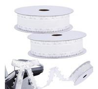 25mm x 18m Ribbon, Smavles 2 Rolls Sheer Heart Decorative Ribbon for Valentine's Day Gift Wrapping Bouquet Bows Craft DIY Decoration White