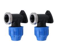 25mm x 3/4" MDPE Wall Plate Elbow Outside Tap Fitting Connector Bend 2 Pack