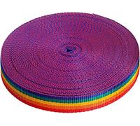 25mm x 50m Webbing Roll Polypropylene for DIY, Straps, Harnesses, Lashing and more | 970lb / 440kg breaking strain | Made in UK (Rainbow, 10)