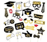 25P Graduation Photo Booth Props for 2025 Graduation Decorations,Graduations Paper Props Fancy Paper Eyeglasses for Congrats Glitter Class 2025 Graduate Celebrations Family Graduating Party Supplies