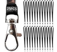 25Pack Lanyards for Id Badges Black Key Lanyard with Clip Neck Strap with Metal Clip, Staff Lanyard for Keys, ID Card Badge Holder