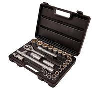 25Pc 1/2" Drive Socket Set Crv 8-32Mm Extension Bar Ratchet Handle Blow Case