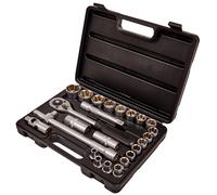 25Pc 1/2" Drive Socket Set Crv 8-32Mm Extension Bar Ratchet Handle Blow Case