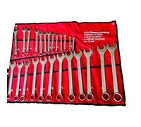 25PC Combination Spanner Set Polished Head Metric Open Ring Wrench 6-32MM in Pouch
