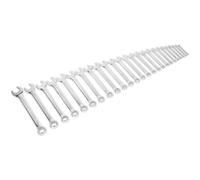 25pc Slim Handled Combination Spanner Set -12 Point Metric Ring Open Head Wrench