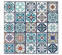 25pc Tile Stickers,Retro Traditional Wall Tile Transfers Stickers Self-Adhesive Peel and Stick Waterproof Kitchen Bathroom DIY Backsplash (6x6in,15x15cm)