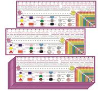 25PC Traditional Manuscript Name Plate for Desk, Nametags with Alphabet, Number Line, Colors, Shapes, Addition Chart, Coins,Day of The Week, Month, and More Classroom Essentials