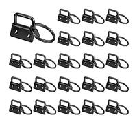 25PCS 26mm Metal Key Fob Hardware Key Chain Fob Wristlet Hardware with Split Rings for Keyring Keychain Fabric Wrist Strap Supplies (Black)