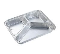 (25pcs) - 3-Compartment Aluminium Foil Food container with foil-laminated lid Food Safe, Microwave/Freezer Safe Serving Foil Tray large BBQ tray Food Storage Tray, Roasting, Baking, Catering