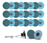 25Pcs 3 inch Fine Abrasive Nylon Surface Conditioning Quick Change Sanding Discs R-Type with Adapter & Backing Pad（Blue Fine）