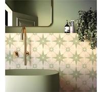25pcs 3D Green Stars Self-Adhesive Tile Stickers for Kitchen Splashback Bathroom Floor Waterproof Removable Peel & Stick Wall Decals(20X20CM)