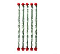 25Pcs 50cm Christmas Pine Garland with Bells for Stair Railing Door Decor(Red)