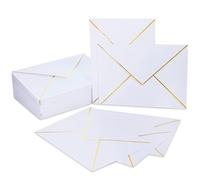 25PCS 5x7 White Envelopes Self Seal A7 V Flap with Gold Border for Wedding Baby Shower Photos