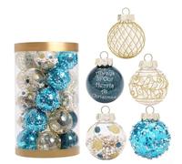 25PCS 6cm Christmas Ornaments for Holiday Weddings, Home Decor, and Garden Use (blue glod)