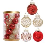 25PCS 6cm Christmas Ornaments for Holiday Weddings, Home Decor, and Garden Use (red glod)