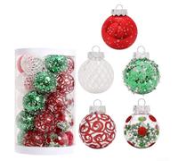 25PCS 6cm Christmas Ornaments for Holiday Weddings, Home Decor, and Garden Use (red green white)