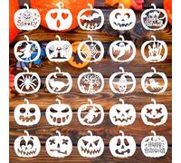 25Pcs 6Inch Large Reusable Halloween Pumpkin Carving Stencils for Halloween Themed Art DIY Pumpkin Carving Decorations,Pumpkin Carving Kit Tools Set Acessories Helper for Adults Teens Gifts