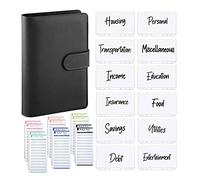 25Pcs A6 PU Leather Budget Set, Cover Personal Planner for Cash Envelopes System Black