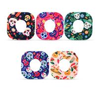 25pcs Adhesive Patches, 5 Styles CGM Sugar Glucose Monitor Sensor Patches Protector Waterproof Sweatproof Sensor Covers Stickers Accessories for Dexcom G7 (Day of The Dead)