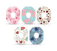 25pcs Adhesive Patches for Dexcom G7, Waterproof Breathable CGM Sensor Covers Love Pattern Valentines Sticker Sensor Over Patches Accessories for Dexcom G7 (5 Styles)