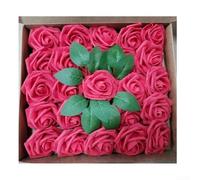 25Pcs Artificial Foam Rose Flowers With Stems, Real Touch Blooms For Wedding Bridal Bouquets Cake Grave Stone Baby Shower Decoration (red)