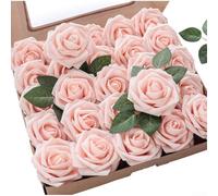 25Pcs Artificial Foam Rose Flowers With Stems, Real Touch Blooms For Wedding Bridal Bouquets Cake Grave Stone Baby Shower Decoration (Pink)
