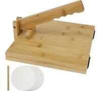 25pcs Bamboo Tortilla Press Set - 10 Inch Manual Square Maker With Rolling Pin & 50 Oil-proof Papers - Perfect For Homemade Mexican Tortillas & Dough Pressing