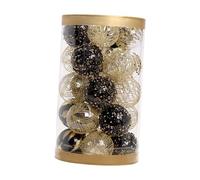 25Pcs Black Gold Christmas Tree Baubles - Shatterproof Hanging Ornaments (Black Gold B)