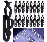 25Pcs Black Gutter Light Clips, Christmas Light Gutter Hooks for C9 C7 C6 | Weatherproof, Durable, UV & Frost Resistant, Snap-On No-Damage, Fit Gutter Lips up to 15mm, for C9 C6 Icicle Lights on Soffit
