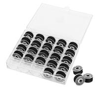 25PCS Black Prewound Bobbin Thread, Bobbin Set with Threads + Clear Storage Plastic Case Boxed Pre Wound Bobbins Sewing Accessories for DIY