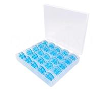 25pcs Blue Plastic Bobbins Sewing Machine Spools in Bobbin Box Case Storage Compatible for Pfaff Sewing Machines 1069 6250 6270#9033P