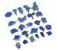 25pcs Blue Rose Embroidered Fabric Patch with Hot Melt Adhesive | Vintage-inspired 3d Floral Design, Fray Resistant Polyester Material, Suitable for DIY Projects and On-the-go Repairs
