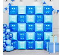 25Pcs Blue Square Foil Balloons Wall Backdrop, Double Sided Foil Balloons Tunnel Arch Kit for Bachelorette, Anniversary, Graduation, Birthday Party Background Decoration