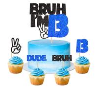 25Pcs Bruh I'm 13 Cake Topper Victory Gesture Bruh Dude Number 13 Cupcake Picks for Funny Boys 13rd Birthday Thirteen Years Old Brother's Party Cake Decors