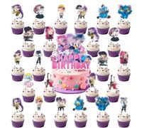 25pcs Cake Decoration Set, with 24pcs Cupcake Toppers, 1pcs Cake Topper, Birthday Party Decorations Supplies Cartoon Character Party Decorations for Kids Fans