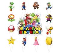 25pcs Cake Decorations with 24pcs Cupcake Toppers, 1pcs Cake Topper for Mario/Tenn Girl Boy Birthday Party Supplies