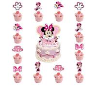 25pcs Cake Decorations with 24pcs Cupcake Toppers, 1pcs Cake Topper for Mic_key/Tenn Girl Boy Birthday Party Supplies