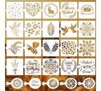 25PCS Cake Stencils 14 x 14cm Reusable Baking Stencils for Cake Cookie Coffee Bread Biscuit Pie Decorating DIY Craft Templates Kitchen Baking Tools