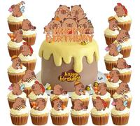 25Pcs Capybara Cake Topper, Capybara Birthday Decoration for Cupcake