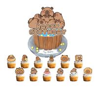 25Pcs Capybara Cake Topper, Happy Birthday Cake & Cupcake Toppers, Capybara Cake Decorations, for Boys Girls Birthday Party