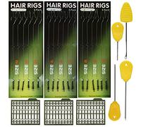 25pcs Carp Fishing Hair Rigs Kit Contains 18pcs Carp Rigs+3 Cards Boilie Stoppers+ 4pcs Bait Needle Tool Kit Carp Fishing Leader Rigging Terminal Tackle Set