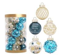 25Pcs Christmas Baubles, Electroplated Christmas Ball Decoration Set Tree Pendant for Doors Walls Fireplaces and Holiday(blue gold)