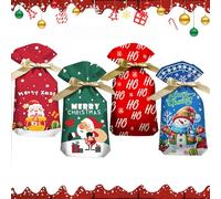 25Pcs Christmas Drawstring Gift Wrapping Bags,Reusable Xmas Present Bags,Xmas Party Favors & Holiday Present Wrapping Bag,for Candy, Cookies & Treats