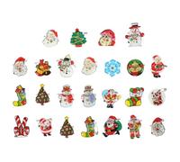 25pcs Christmas LED Brooches Plastic Cartoon Holiday Party Pins | Battery Operated with 3 X Ag3 Button Cells, Festive Badge Set for Boys and Girls and Adults