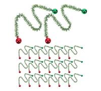 25pcs Christmas Pine Garland with Integrated Bells, PVC Iron | Christmas Season Decoration, Bends and Shapes Easily, Fade-Resistant Finish, Simple Installation for Festive Home Displays