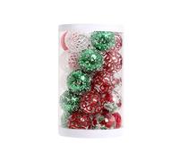 25PCS Christmas Tree Balls 2.36 Inch Shatterproof Clear Glitter Plastic Decorative Xmas Baubles Set Hanging Ornaments for Wedding(Grn)